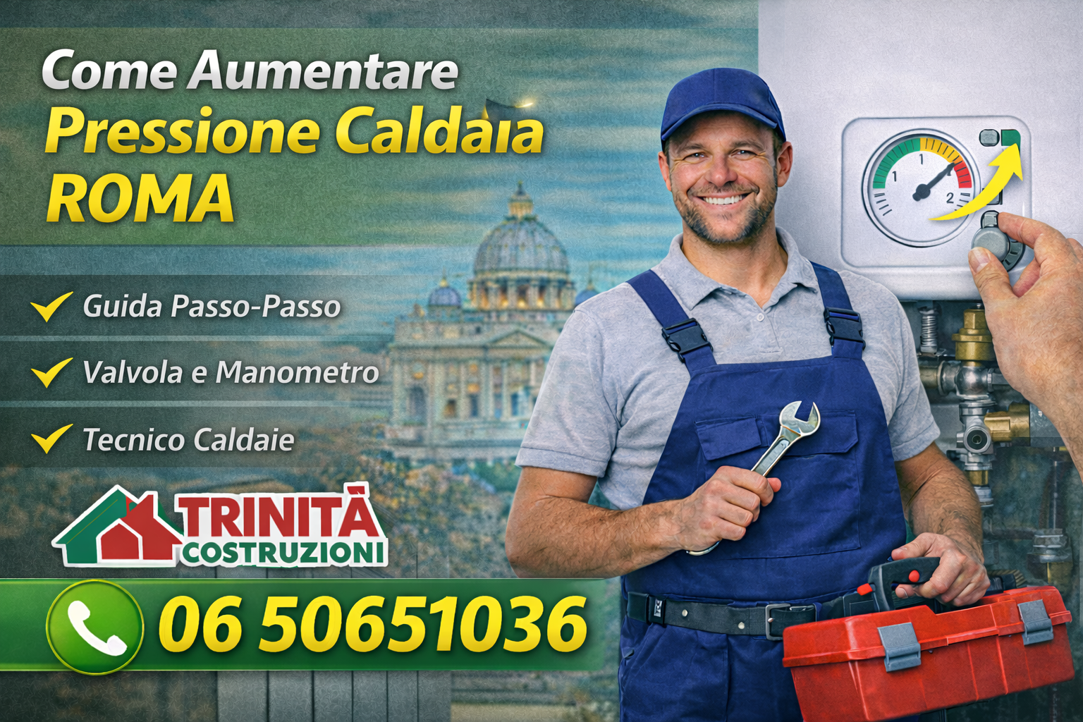 come aumentare pressione caldaia